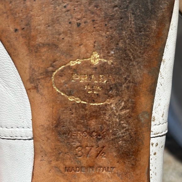 Prada White with Gold Toe Ballet Flats - Picture 8 of 9